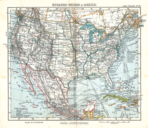 Atlas portatil de Justus Perthes (1911)
20. Estados-Unidos e Mexico