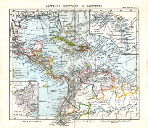 Atlas portatil de Justus Perthes (1911)
21. America Central e Antilhas