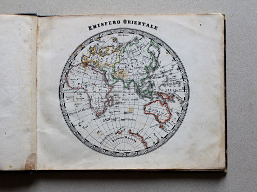Veladini, Atlante tascabile scolastico, 1855
1. Emisfero Orientale