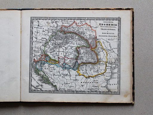 Veladini, Atlante tascabile scolastico, 1855
20. Galizia, Ungheria, Slavonia e Croazia, Transilvania e Dalmazia, Moldavia, Valachia