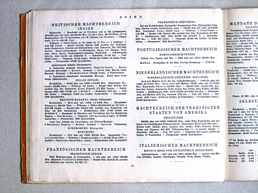 Kleiner Handatlas der ganzen Welt (ca. 1934)
14. Statistieken / Statistics