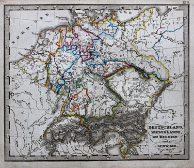 Perthes' Taschen-Atlas über alle Theile der Erde (1845)
13. Deutschland, Niederlande, Kgr. Belgien und Schweiz