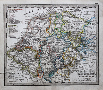 Perthes' Taschen-Atlas über alle Theile der Erde (1845)
14. Nordwestliches Deutschland, Niederlande und Belgien