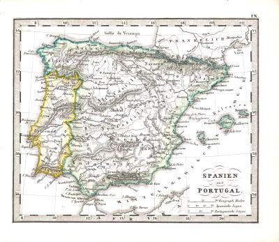 Perthes' Taschen-Atlas über alle Theile der Erde (1850)
9. Spanien und Portugal