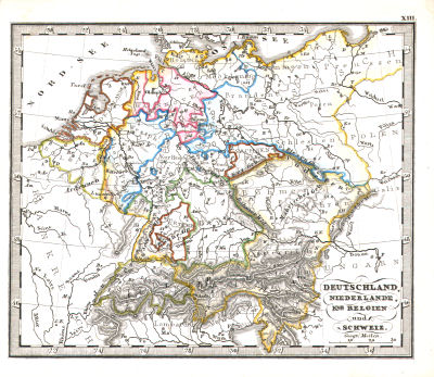Perthes' Taschen-Atlas über alle Theile der Erde (1850)
13. Deutschland, Niederlande, Kgr. Belgien und Schweiz