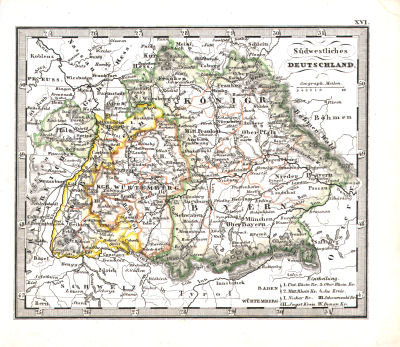 Perthes' Taschen-Atlas über alle Theile der Erde (1850)
16. Südwestliches Deutschland