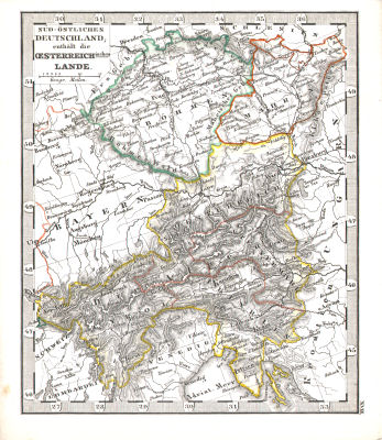 Perthes' Taschen-Atlas über alle Theile der Erde (1850)
17. Süd-Östliches Deutschland; enthält die Oesterreichischen Lande
