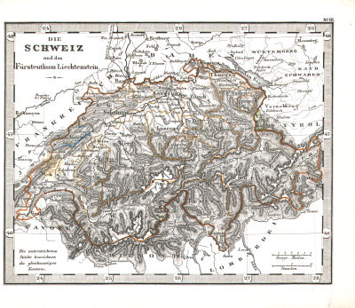 Perthes' Taschen-Atlas über alle Theile der Erde (1850)
18. Die Schweiz und das Fürstenthum Liechtenstein