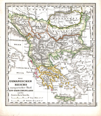 Perthes' Taschen-Atlas über alle Theile der Erde (1850)
24. Des Osmanischen Reichs europaeischer Theil, Kgr. Griechenland und die Jonischen Inseln