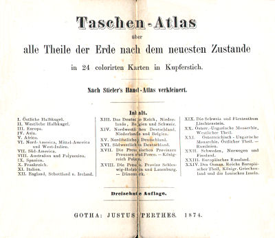 Perthes' Taschen-Atlas über alle Theile der Erde (1874)
Titelpagina / Title page