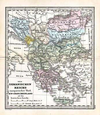 Perthes' Taschen-Atlas über alle Theile der Erde (1878)
24. Des Osmanischen Reichs europaeischer Theil, Kgr. Griechenland und die Jonischen Inseln
