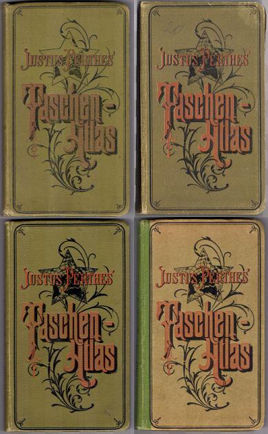 Justus Perthes' Taschen-Atlas
Voorkant banden 1888, 1902, 1913, 1921