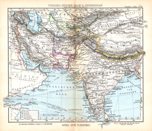 Perthes' Taschen-Atlas (1888)
17. Vorder-Indien, Iran u. Turkestan