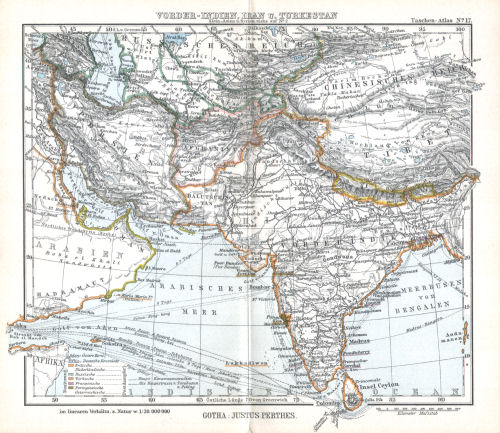 Perthes' Taschen-Atlas (1902)
17. Vorder-Indien, Iran u. Turkestan