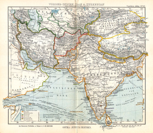 Perthes' Taschen-Atlas (1913)
17. Vorder-Indien, Iran u. Turkestan