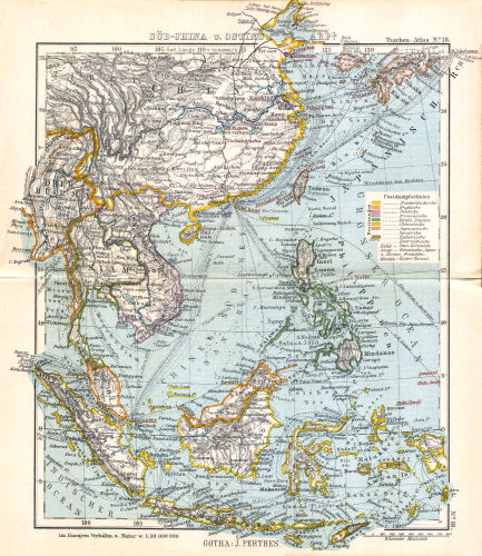 Perthes' Taschen-Atlas (1913)
18. Süd-China u. Ostindischer Arpl.