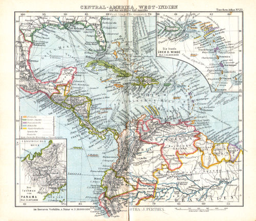Perthes' Taschen-Atlas (1913)
23. Central-Amerika, West-Indien und das nördliche Süd-Amerika