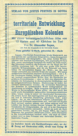 Perthes' Taschen-Atlas (1921)
Schutblad achterin / Rear endpaper