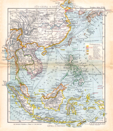 Perthes' Taschen-Atlas (1921)
18. Süd-China u. Ostindischer Arpl.