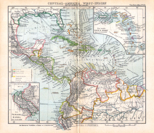 Perthes' Taschen-Atlas (1921)
23. Central-Amerika, West-Indien und das nördliche Süd-Amerika