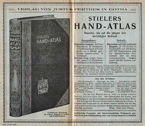 Perthes' Taschen-Atlas (1922)
Schutblad achterin (met 'drukcode') / Rear endpaper (with 'printing code')