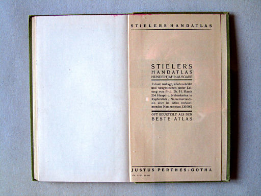 Perthes Taschenatlas der ganzen Welt (1927)
Schutblad achterin / Rear endpaper