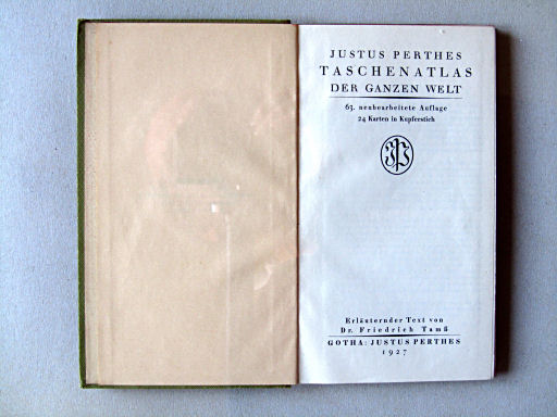 Perthes Taschenatlas der ganzen Welt (1927)
Titelpagina / Title page