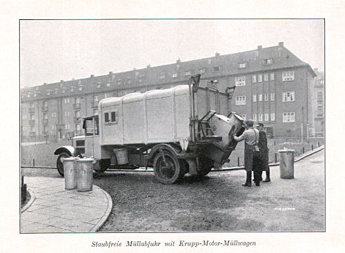 Taschenatlas der ganzen Welt
Krupp (1931)
Staubfreie Müllabfuhr mit Krupp-Motor-Müllwagen