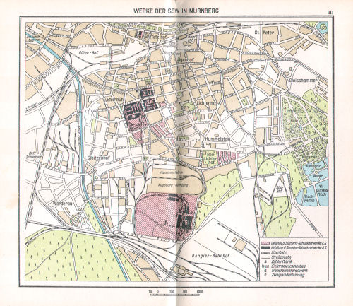 Taschenatlas der ganzen Welt
Siemens-Schuckertwerke (1928)
III. Werke der SSW in Nürnberg