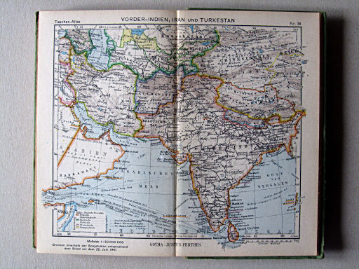 Perthes Taschenatlas der ganzen Welt (1944)
38. Vorder-Indien, Iran und Turkistan