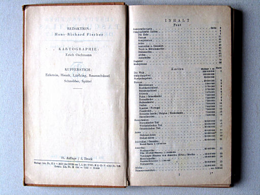 Taschenatlas der ganzen Welt (1952)
Inhoudsopgave / Table of contents