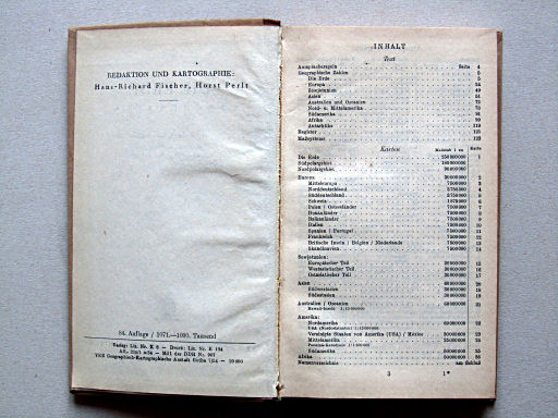 Die Erde Taschenatlas (1954)
Inhoudsopgave / Table of contents