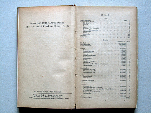 Die Erde Taschenatlas (1955)
Inhoudsopgave / Table of contents