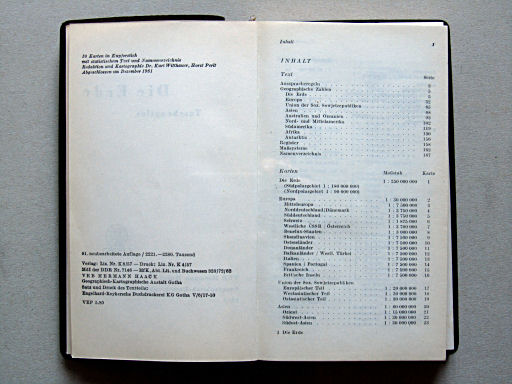 Die Erde Taschenatlas (1962)
Inhoudsopgave 1 / Table of contents 1