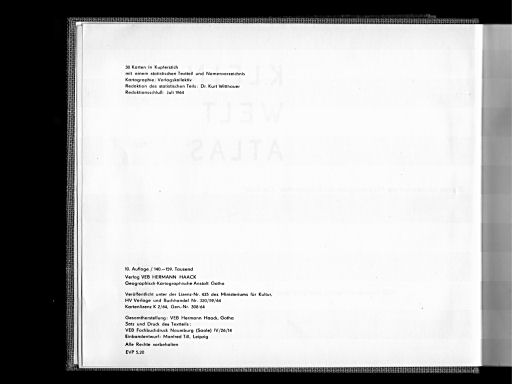 Kleiner Weltatlas (1964)
Achterkant titelpagina / Verso of title page