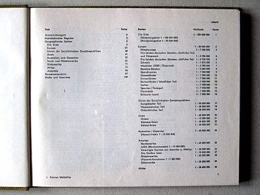 Kleiner Weltatlas (1964)
Inhoudsopgave / Table of contents