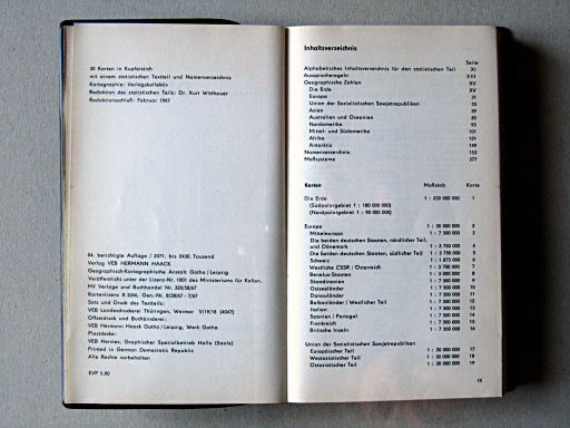 Die Erde Taschenatlas (1967)
Inhoudsopgave 1 / Table of contents 1