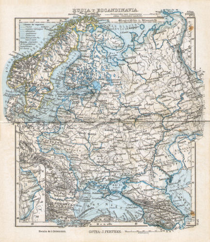 Perthes. Atlas portátil (1894)
14. Rusia y Escandinavia