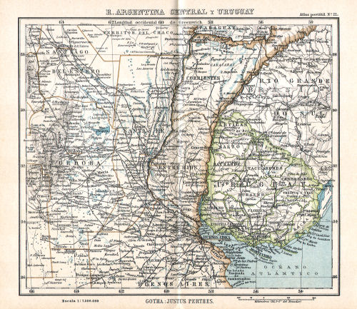Perthes. Atlas portátil (1910)
22. República Argentina central y Uruguay