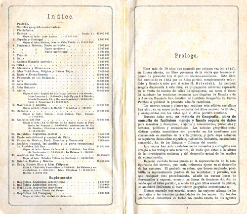 Perthes. Atlas portátil (1921)
Inhoudsopgave (Zuid-Amerikaanse uitgave), voorwoord (1) / Table of contents (South American version), preface (1)