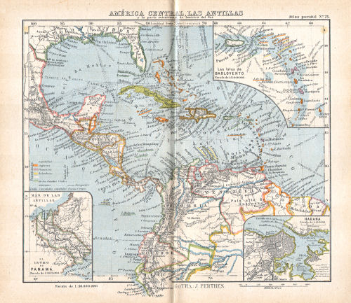Perthes. Atlas portátil (1921)
25. América central, las Antillas y la parte setentrional de América del Sur