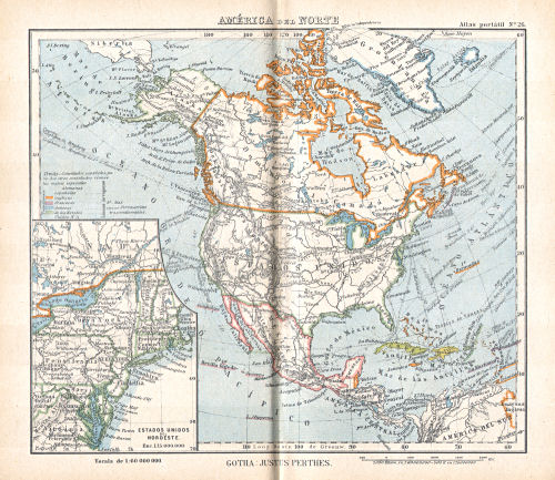 Perthes. Atlas portátil (1921)
26. América del Norte