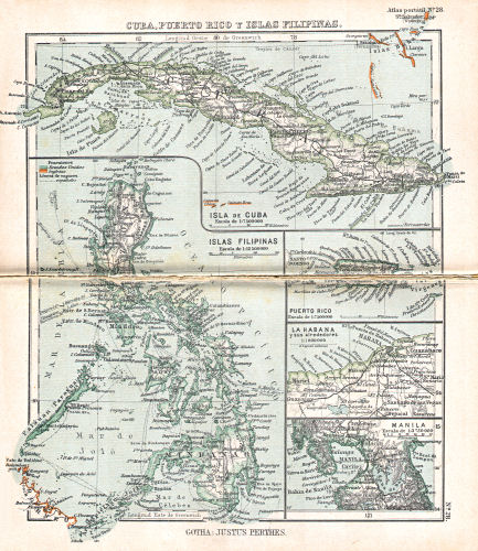 Perthes. Atlas portátil (1921)
28. Cuba, Puerto Rico y Islas Filipinas