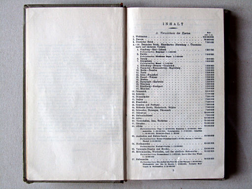 Welt-Atlas der DBG (ca. 1928)
Inhoudsopgave (uitgave met 37 kaarten) / Table of contents (version with 37 maps)
