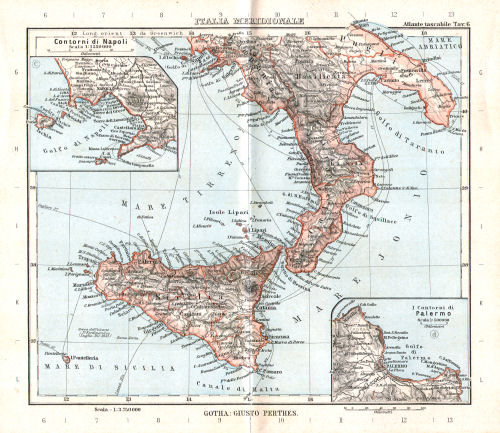 Perthes. Atlante tascabile (1891)
6. Italia Meridionale