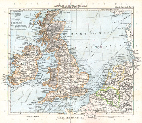 Perthes. Atlante tascabile (1891)
12. Isole Britanniche, Paesi Bassi & Belgio