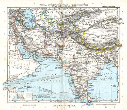 Perthes. Atlante tascabile (1891)
17. India Citeriore, Iran e Turchestan