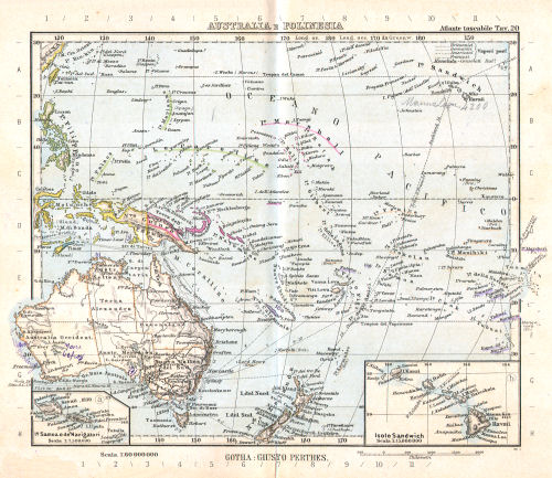 Perthes. Atlante tascabile (1891)
20. Australia e Polinesia