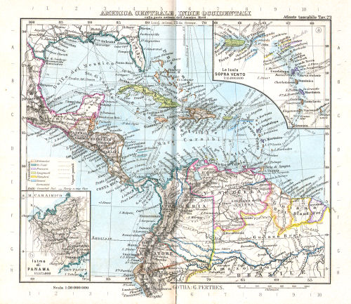 Perthes. Atlante tascabile (1891)
23. America Centrale, Indie Occidentali con parte settentrionale dell'America Meridionale