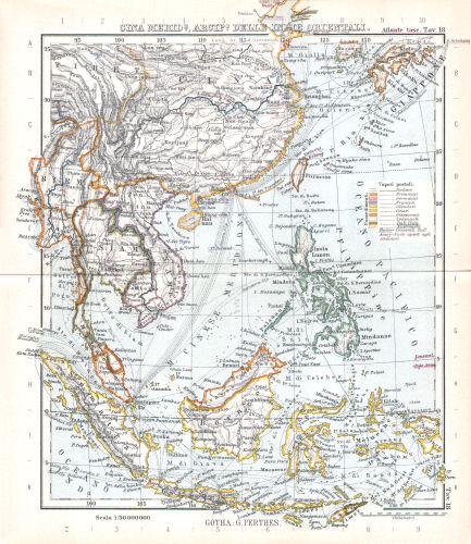Perthes. Atlante tascabile (1912?)
18. Cina Meridionale, Arcipelago delle Indie Orientali